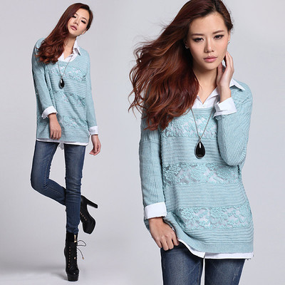 時(shí)尚與舒適并存 羅衣2013新款春裝鏤空蕾絲拼接針織衫評(píng)測(cè)