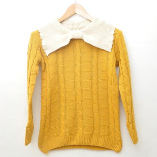 2012秋冬女裝潮流 日系甜美復古風，大蝴蝶結翻領針織衫點亮衣櫥